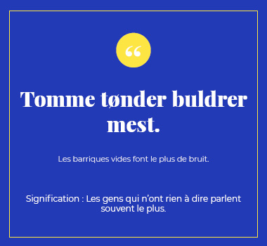 Illustration proverbe en Danois. Eu Coordination agence de traduction de/vers le Danois.